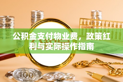 尖扎公积金支付物业费，政策红利与实际操作指南