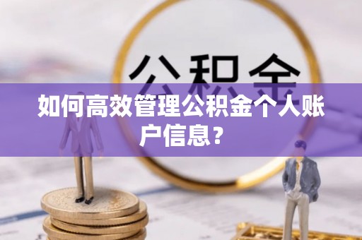 尖扎如何高效管理公积金个人账户信息？